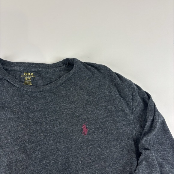 Polo Ralph Lauren Small T Shirt Long Sleeve Dark Heather Gray Crewneck Cotton - Picture 2 of 7